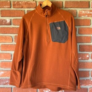 The North Face Quarter Zip men’s Orange Fleece Pullover size Large